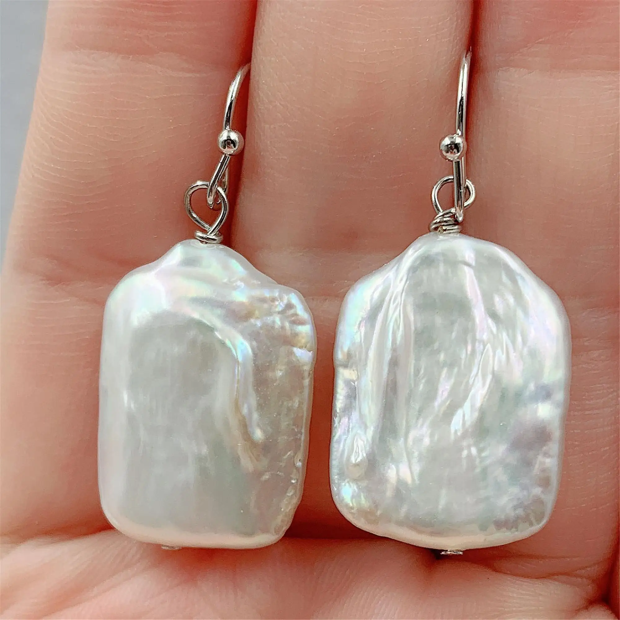 16x21 мм естественный белый барокко жемчужные серьги серебряные ушные капли для