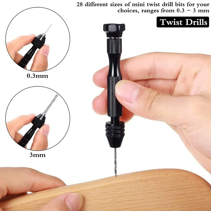 

58Pcs Hand Drill Bits Set Include Pin Vise Hand Drill Mini Twist Drill Bits and PCB Mini Drill Bits Bench Vice