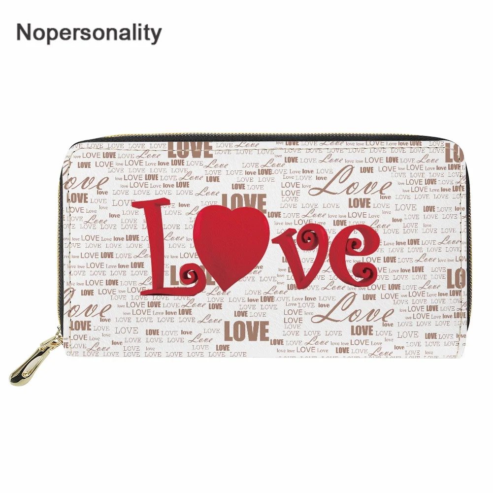 

Nopersonality PU Leather Wallet Love Design Female Casual Clutch Long Money Purse Bag Credit Card Holder Valentine's Day Gift