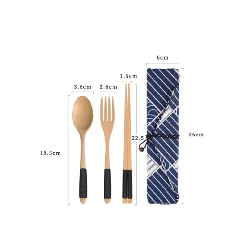 Beli 20Set Set Peralatan Makan Kayu Perlengkapan Makan Kayu Luar Ruangan Portabel Gaya Jepang Set Peralatan Makan Sendok Garpu