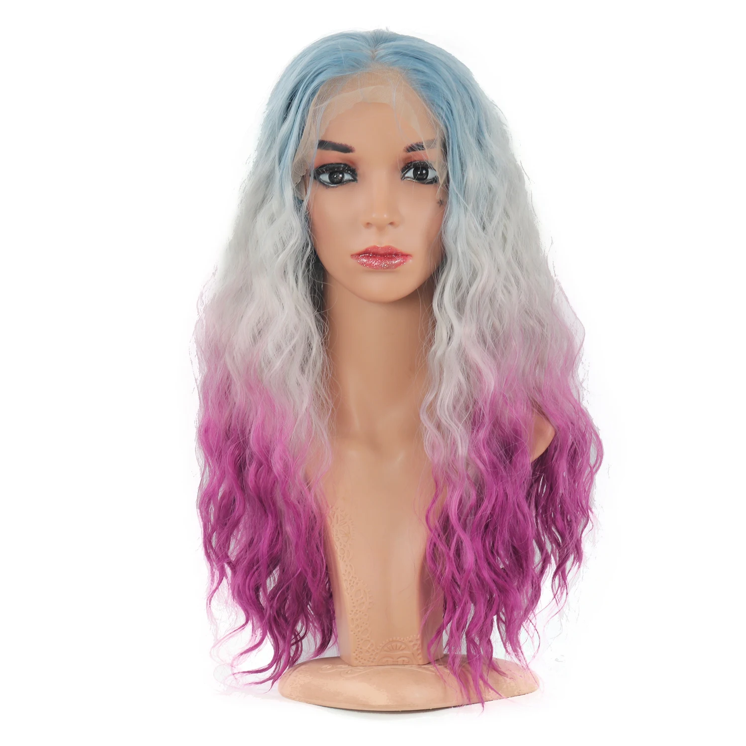 

Long Kinky Curly Hair Synthetic Lace Front Wig for Women Lace Front Wig Colourful Gluless Heat Resistant Natural Hairline