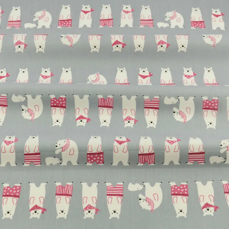 Лоскутное шитье с принтом Мультяшные медведи дизайн 100% хлопок тканевый