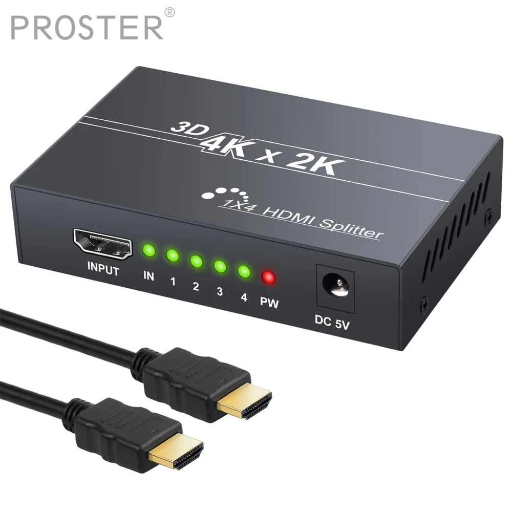 

PROZOR 4K * 2K HDMI-совместимый сигнал сплиттера усилитель 1 в 4 выхода HDMI-совместимый Переключатель концентратор сплиттер адаптер Поддержка 1,4 HDCP