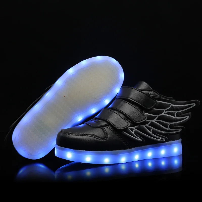2018 Black Red USB Charging Led Children Shoes With Light Up Kids Casual Boys&ampGirls Luminous Sneakers Glowing Shoe Hook&ampLoop | Детская