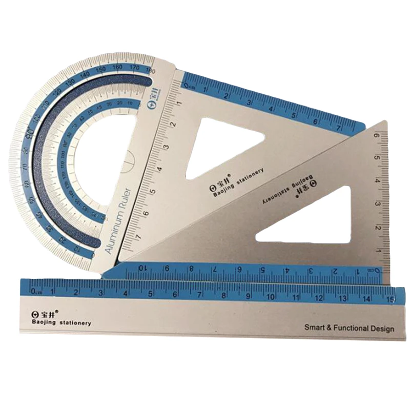 4pcs/set New UV Aluminum Alloy Ruler Drawing Measurement Geometry Triangle Straightedge Protractor A Variety Of Rulers | Дом и сад
