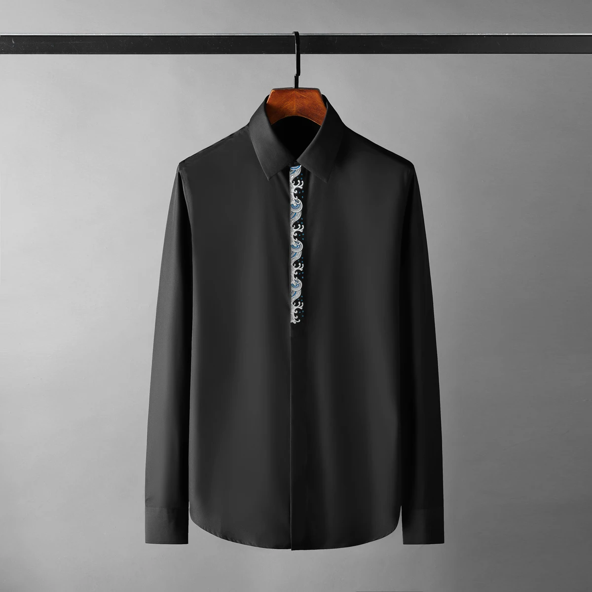 

Мужская классическая рубашка с длинным рукавом, с принтом