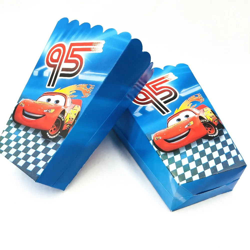 

6pcs/set popcorn box Cars Theme box Kids Party Supplies Popcorn Box Birtday Party Favor Accessory Kid Birthday Decoration