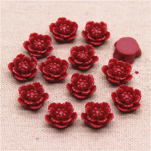 wine red 50pcs 50 шт 15 мм смесь цветов смолы цветок FlatBack Кабошон DIY Ювелирные изделия/украшения для телефона - Цвет: wine red 50pcs
