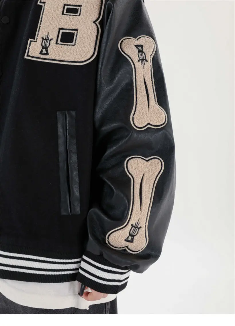 

2XL Women Fashion Pu Sleeves Jacket Flocking Baseball Jacket Loose Jackets Tops Jacket Women Winter Clothes Women Coat Women