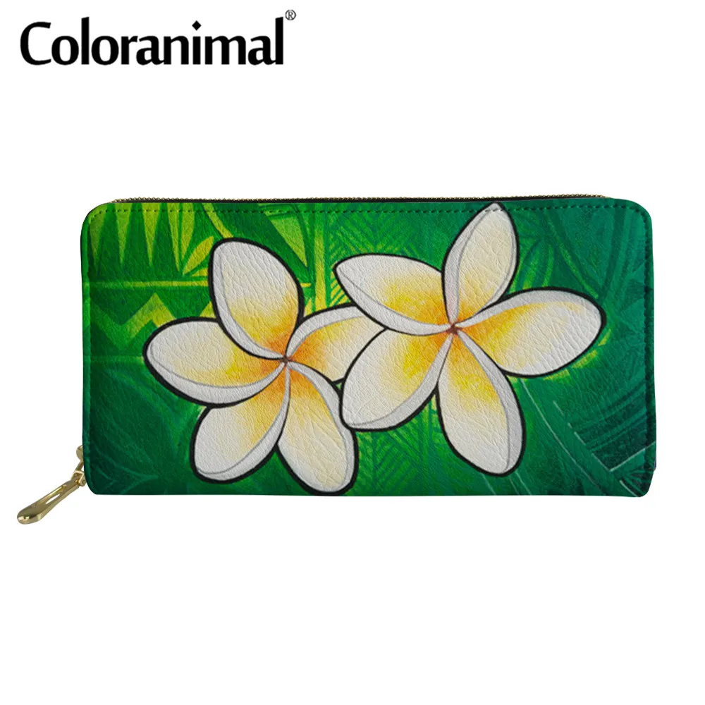 Coloranimal довольно полинезийская Плюмерия Близнецы Кошелек из искусственной кожи