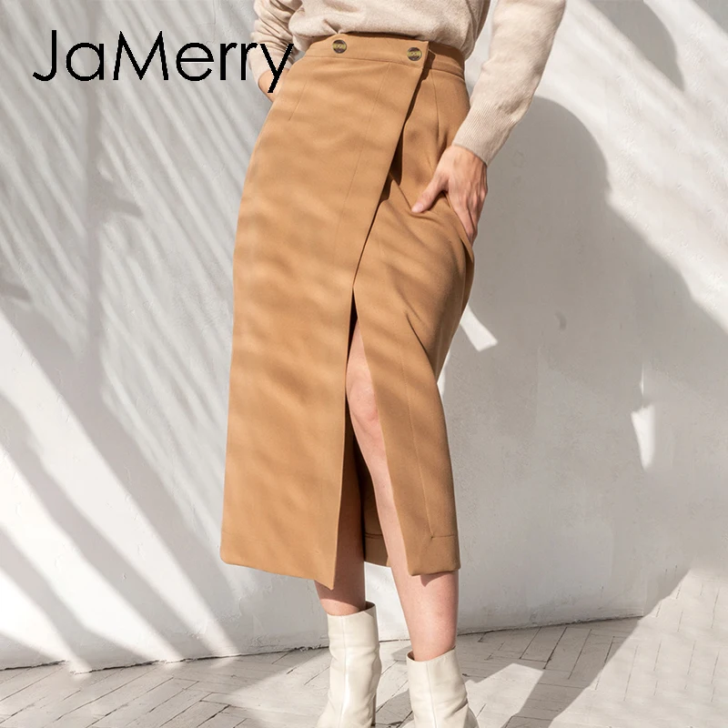 Женская Офисная Юбка миди JaMerry элегантная повседневная Уличная юбка с высоким