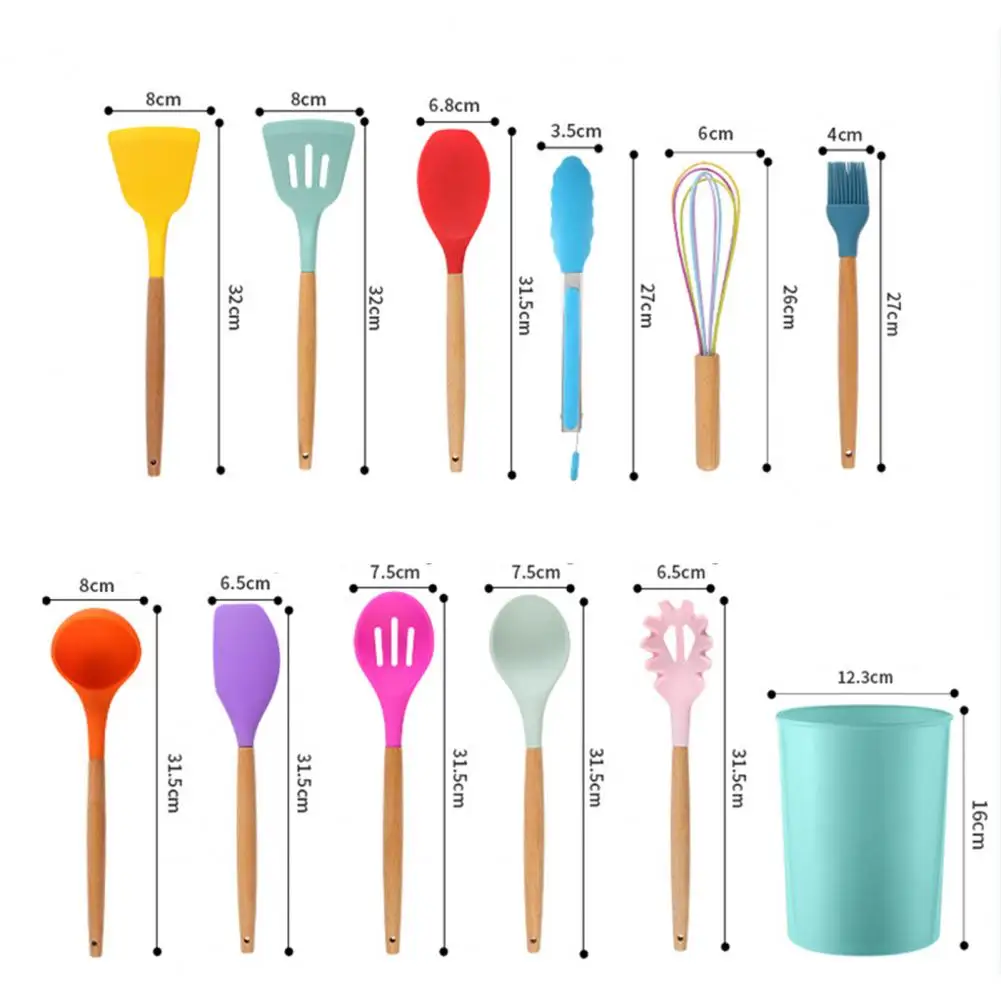 12 шт./компл. противопригарная силиконовая основа лопатка Черпак с деревянной