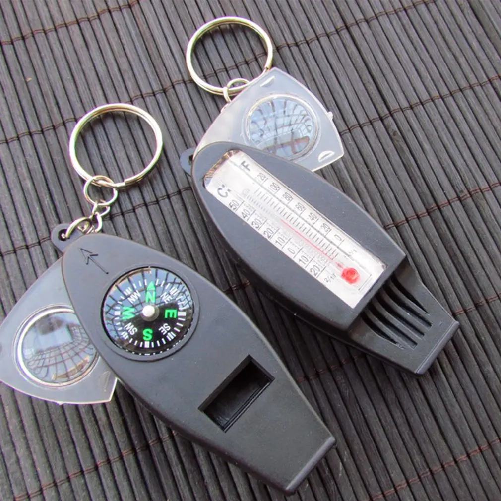 Compass Thermometer Magnifier Four-in-One Multifunctional Survival Whistle Camping Wilderness Travel Tools |