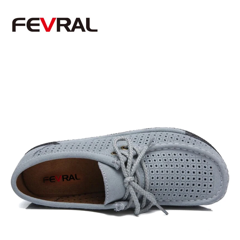Мокасины FEVRAL женские на плоской платформе Элегантные замшевые лоферы шнуровке