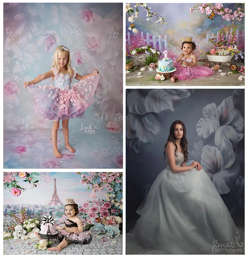 Фон для фотосъемки новорожденных в стиле ретро с цветами декорация дня рождения