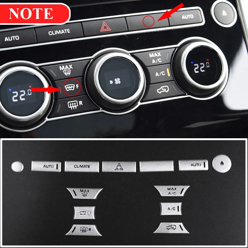 

13PCS AC Air Conditioner Button Cover Trim Media Volume Button Cover Stickers for Range Rover Sport 14-17 V-Ogue 13-17