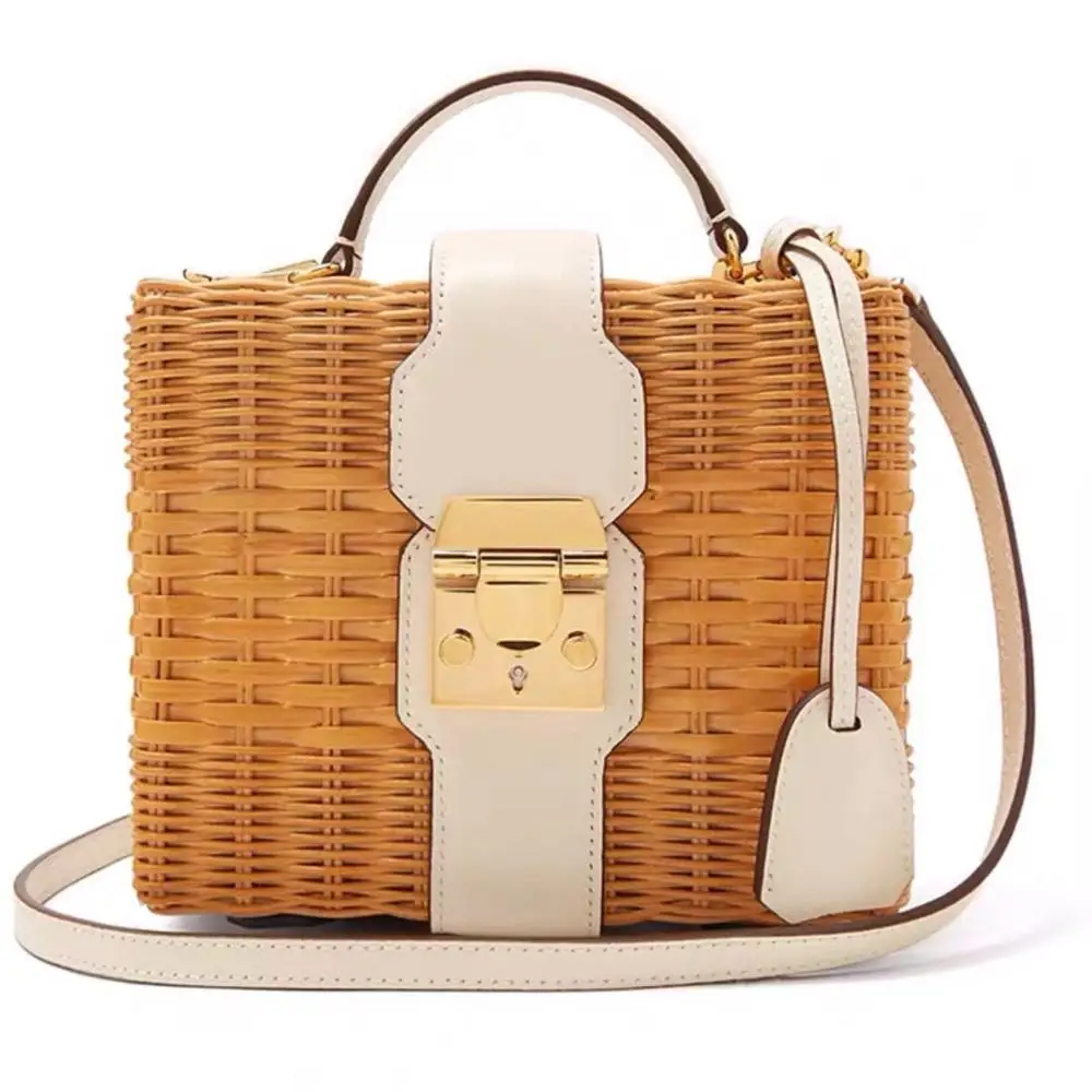 

Seaside Holiday Straw Bag Shoulder Messenger Woven Bag High Quality Famous Designer Female Beach Rattan Bag 2021 New Handbags