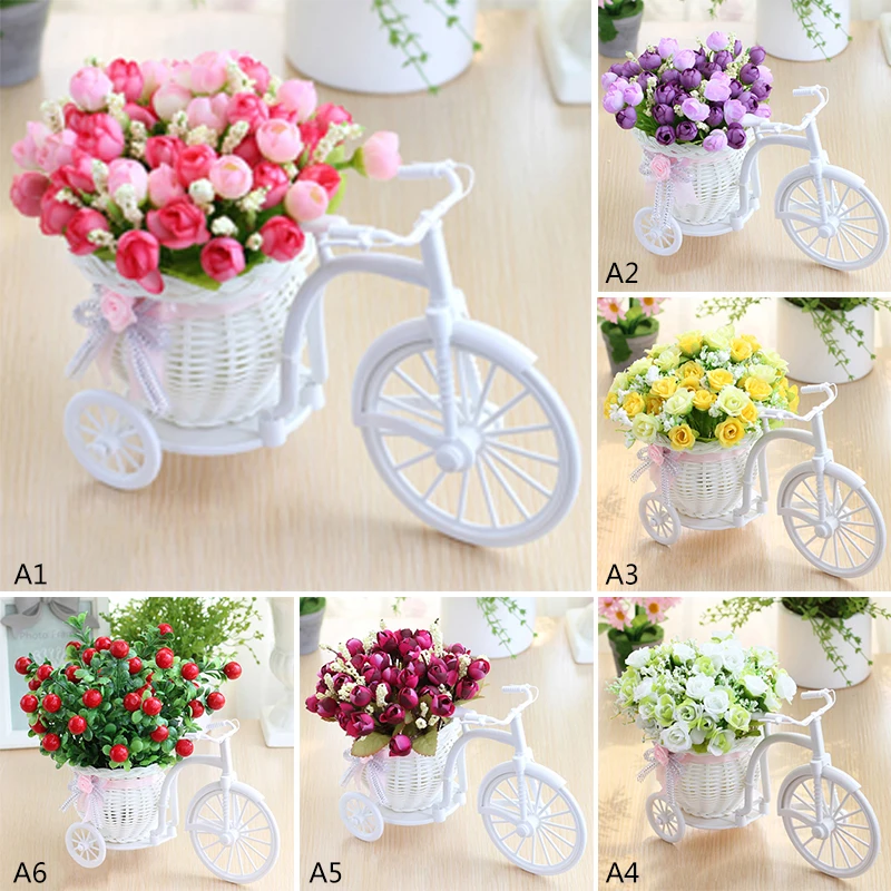 Rose Artificial Flower Rattan Vase Set Home Decoration Gift Wedding Decors