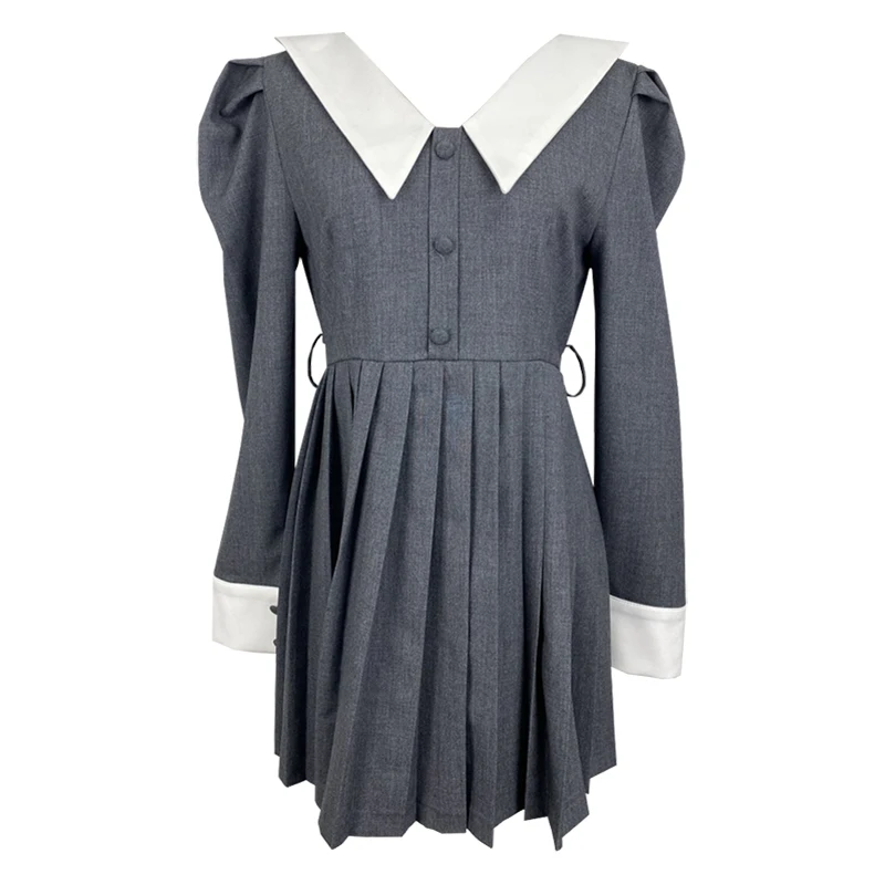 

Spring and Autumn Retro Hong Kong Style French Style Design Niche Temperament Waist-Controlled Slimming Pleated Dress