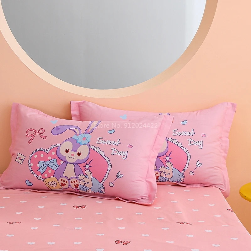 

Disney Pink StellaLou Rabbit Character Pirnted Pillowcase Children Cartoon Elsa Princess Minnie Mouse Pillowcases Pillow Covers