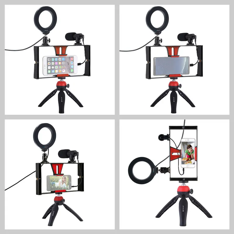 Держатель для мобильного телефона Штатив для микрофона Vlogging Rig светодиодный кронштейн с кольцом для освещения подставка для телефона Аксессуары для фотосъемки
