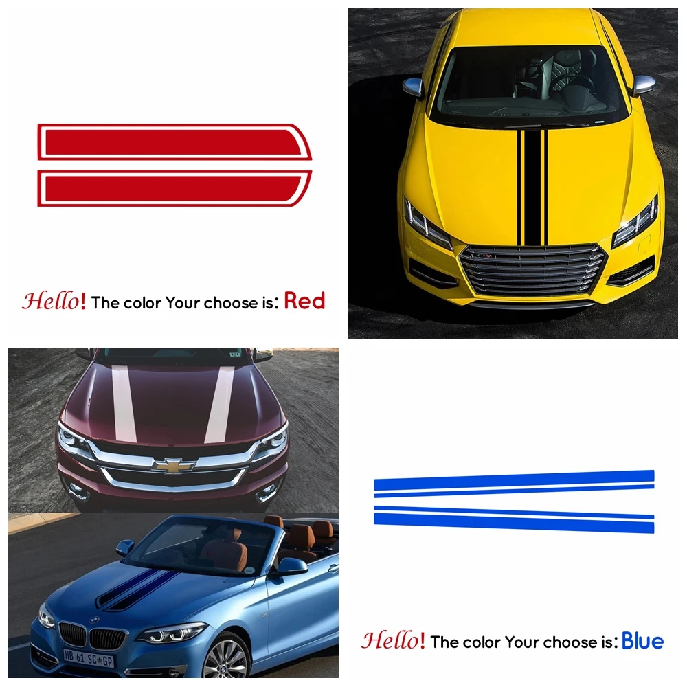 

Car Hood Cover Long Strip Stickers Auto Vinyl Film Decals Racing Sports Strip Car DIY Stylish Styling Sticker Mural
