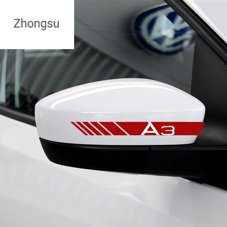 

ZS497QY Reflective Car Rearview Mirror Sticker for Audi Sline RS QUATTRO A1 A3 A4 A5 A6 A7 A8 Q3 Q5 Q7 Q8 TT B6 B8 2pcs/lot