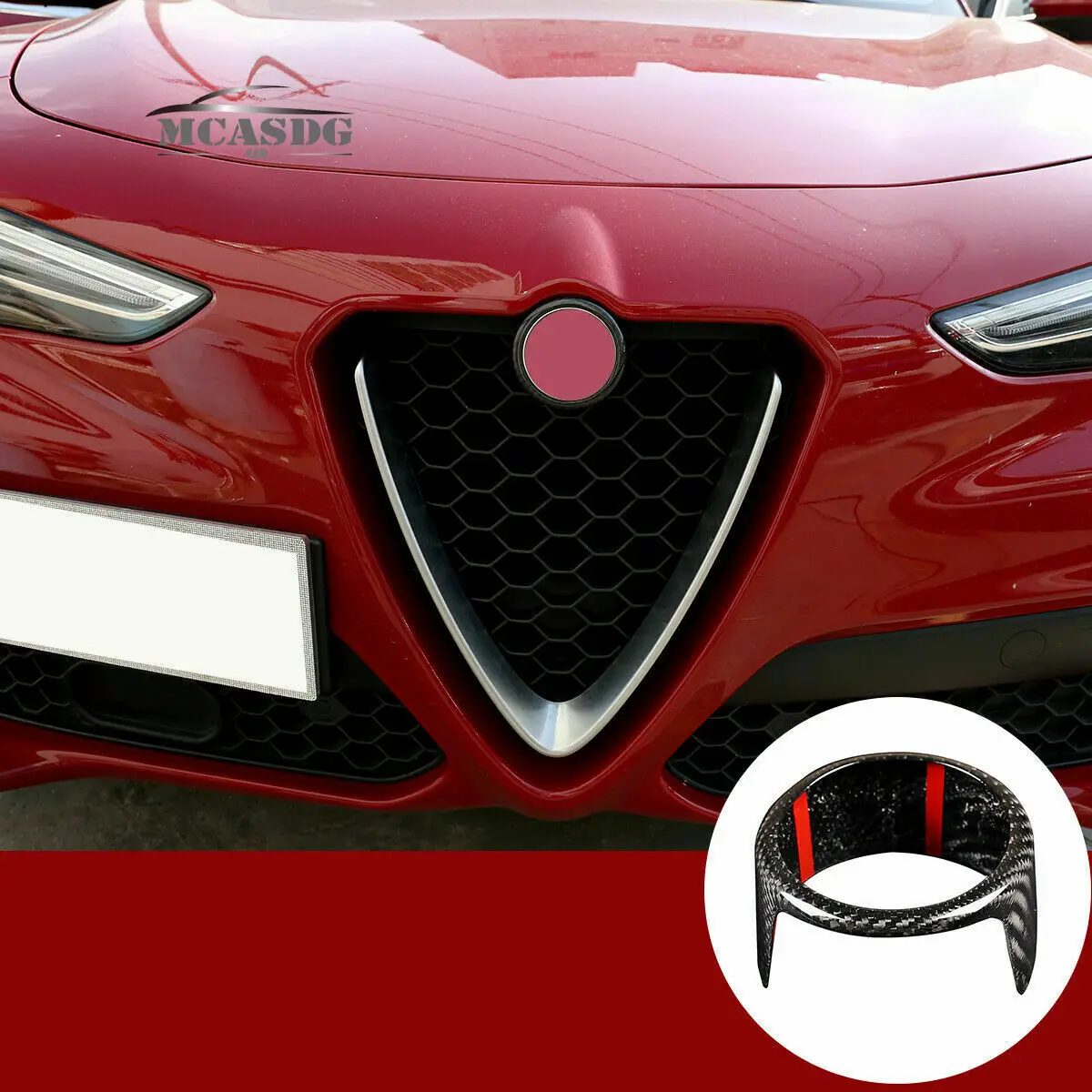 Real Carbon Fiber Front Grille Cover Trim Fit for For Alfa Romeo Stelvio 2017-19