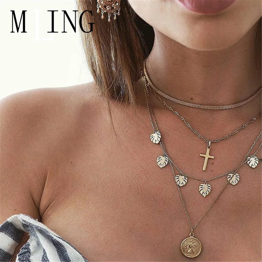 MING винтажное многослойное ожерелье из Золотого Сплава-чокер в богемном стиле