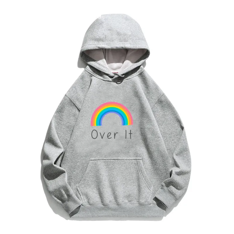 

Women Hoodie Over It Rainbow Bridge Printed Hoodies Women Fleece Long Sleeve Sweatshirt with Hat Girls Pullovers Winter