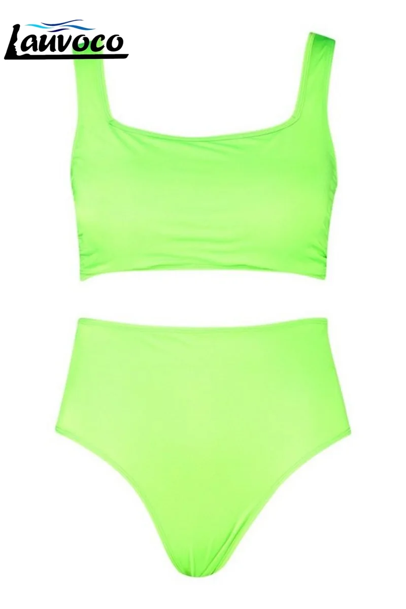 Однотонный черный комплект бикини большого размера купальник с высокой талией