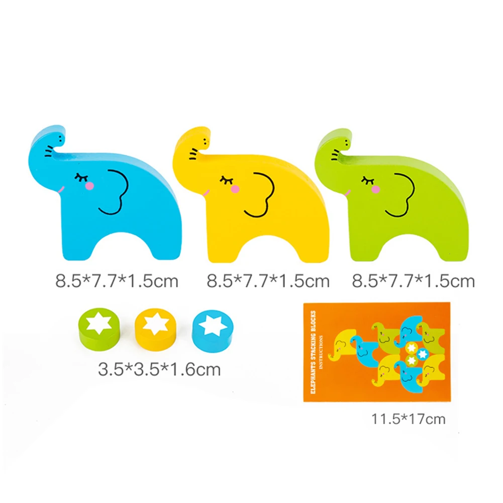 

Kids Elephant Building Blocks Balance Stacking Game Early Educational Puzzle Toy