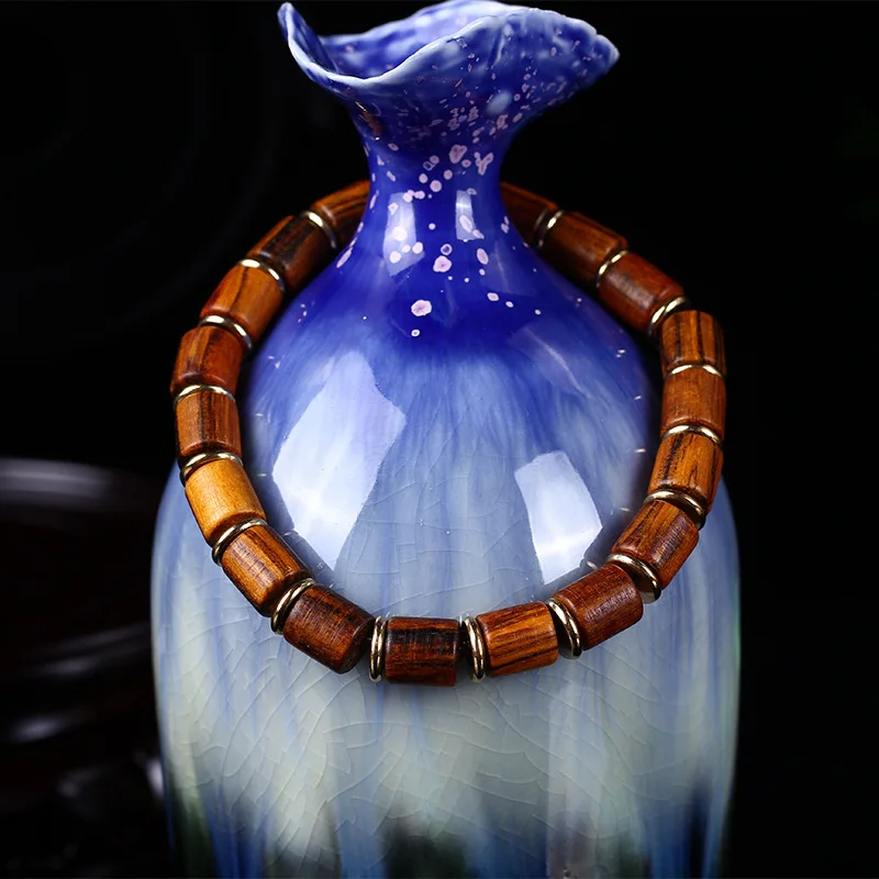 Натуральный Деревянный Браслет из бусин Nanmu мужской браслет ручной работы