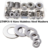 270pcs stainless steel washers m4 m5 m6 m8 m10 m12 for machinery car assorted solid crush seal flat gaskets set