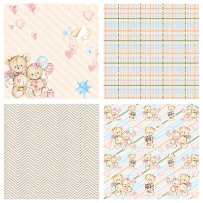 Фон для скрапбукинга с милым маленьким медведем бумажный пакет домашней