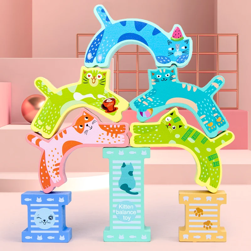 

Creative wooden baby color building block toys education stacking game style wooden toys gifts