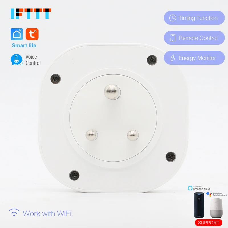 Wifi смарт Индия Южноафриканская вилка монитор питания 10A умная розетка Голосовое