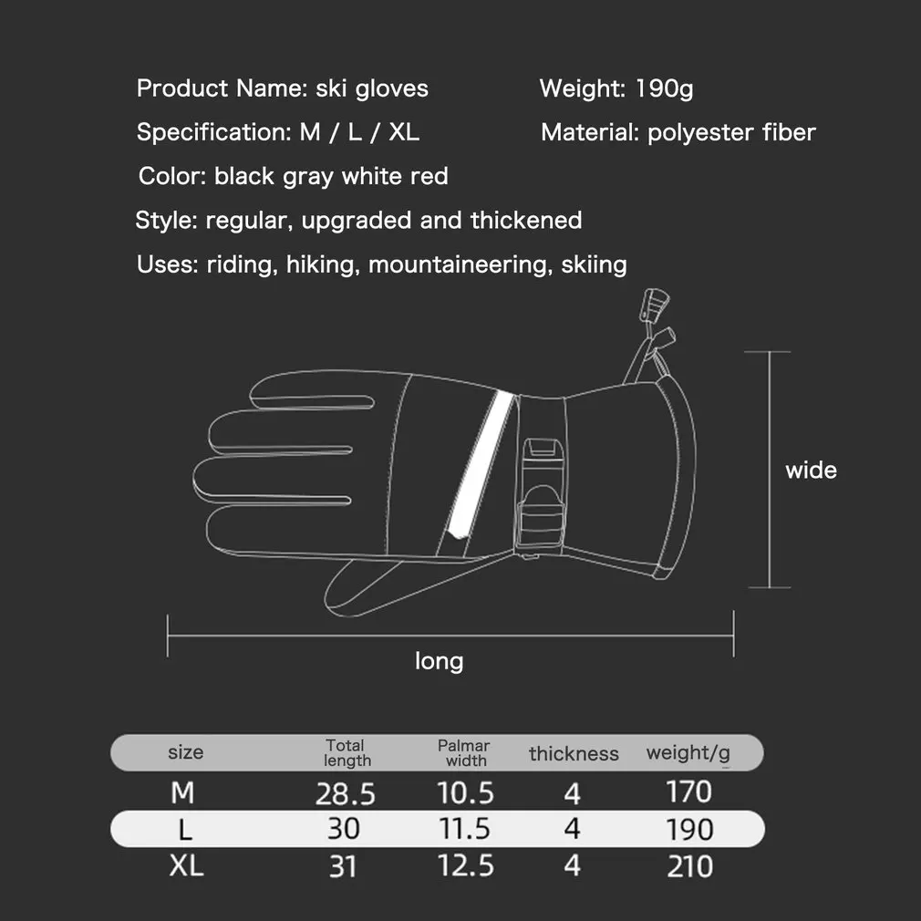 

Women Men Touch Screen Ski Gloves Winter Snowbaord Sled Motor Cycling Gloves Waterproof Thicken Ultralight Windproof Handwear