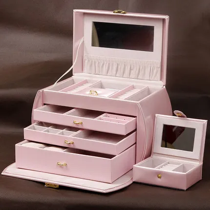 European Jewelry Box with Lock Wooden Watch Storage Large Bag Gift Multi-Layer Makeup Organizer | Дом и сад