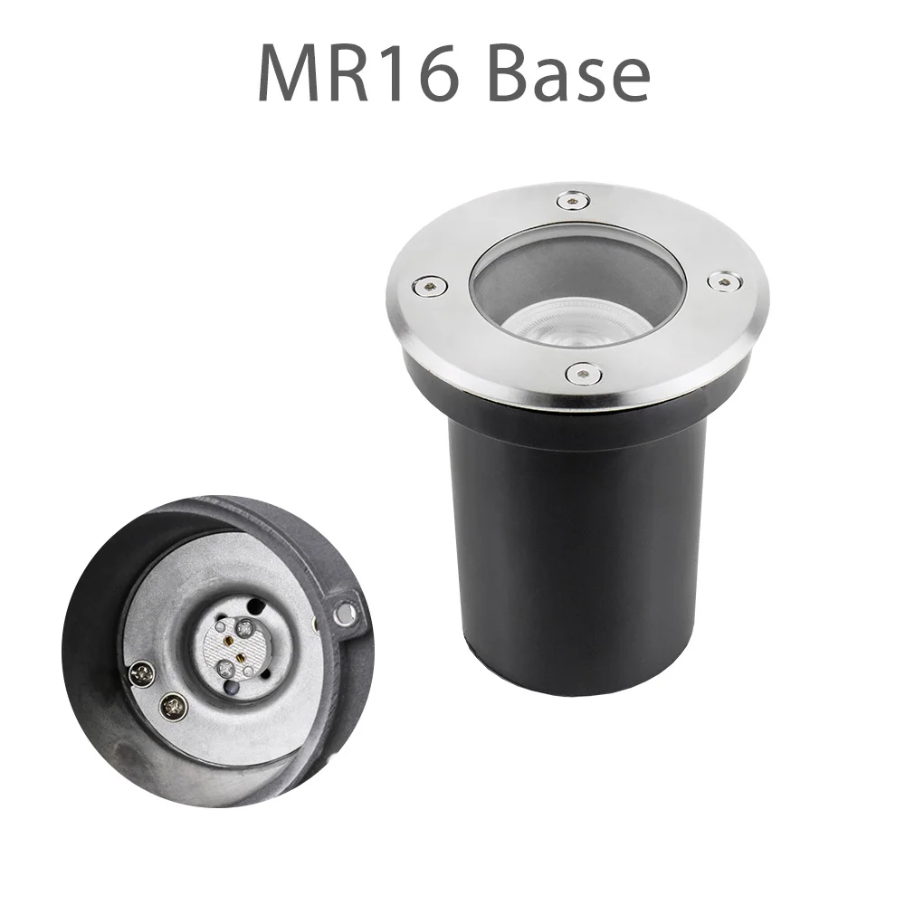 Round MR16 Base Светодиодный в-грунтовый светильник 12 в 85-265 в зарытый свет GU10 MR16 Водонепроницаемый Открытый скрытый Точечный светильник, встраиваемый в пол лампы - Испускаемый цвет: Round MR16 Base