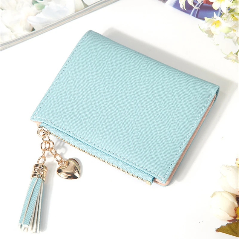 

2020 Fashion Tassel Women Wallet for Credit Cards Small Luxury Brand Leather Short Womens Wallets and Purses Carteira Feminina