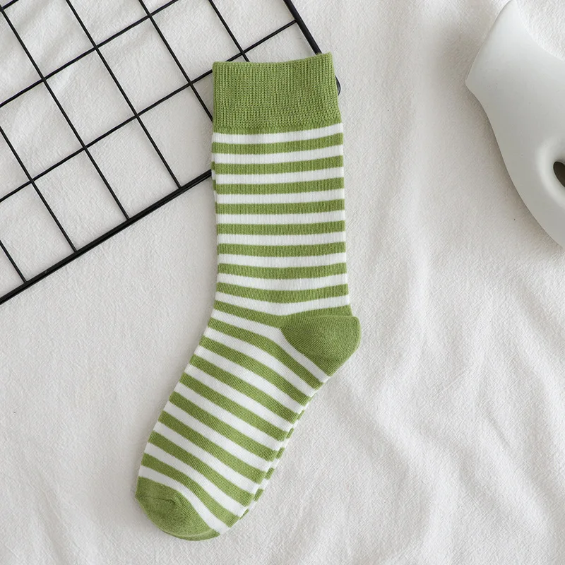 

Autumn Winter Thick Japanese Socks Sports Women Lady Soft Cotton Casual Warm Winter Russian Cold Green Ins Check Sock Female