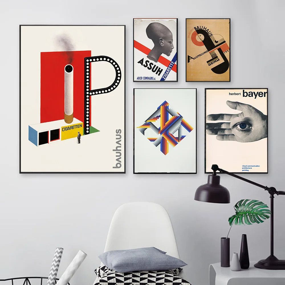 

Exhibition Poster Vintage Cigarette Oil Station Abstract Pictures Modern Mid Century Abstract Canvas Painting Decor
