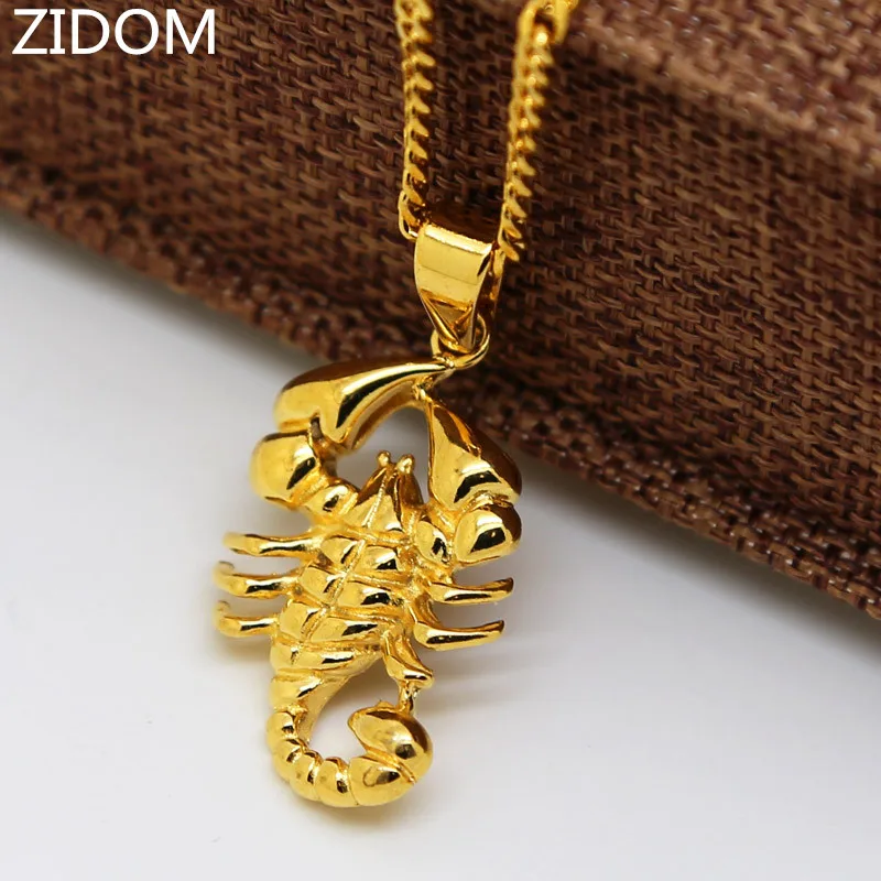 Мужское ожерелье золотого цвета с подвеской Скорпион и 3 мм 24 дюйма|necklace high