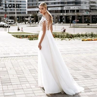 lorie vintage wedding dresses 2021 scoop appliques lace a line chiffon cap sleeves wedding gown bridal dress robe de mari%c3%a9e
