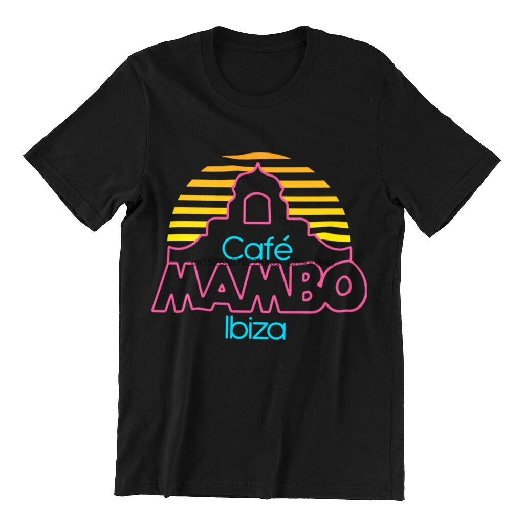 

Cafe Mambo Ibiza Men's T-shirt BLACK New Logo crew neck cotton tee Festival Top