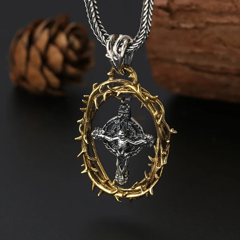 Женский креативный кулон из серебра 100% пробы с черепом и Иисусом|Подвески| |