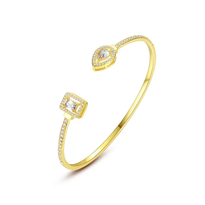 Модный изысканный круглый и Капля воды микро проложить циркония браслет кафф с