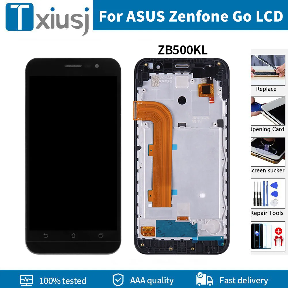 Original For Zenfone Go ZB500KL X00AD LCD Display Touch Screen with Frame Digitizer Assembly For ASUS ZB500KL Display X00AD