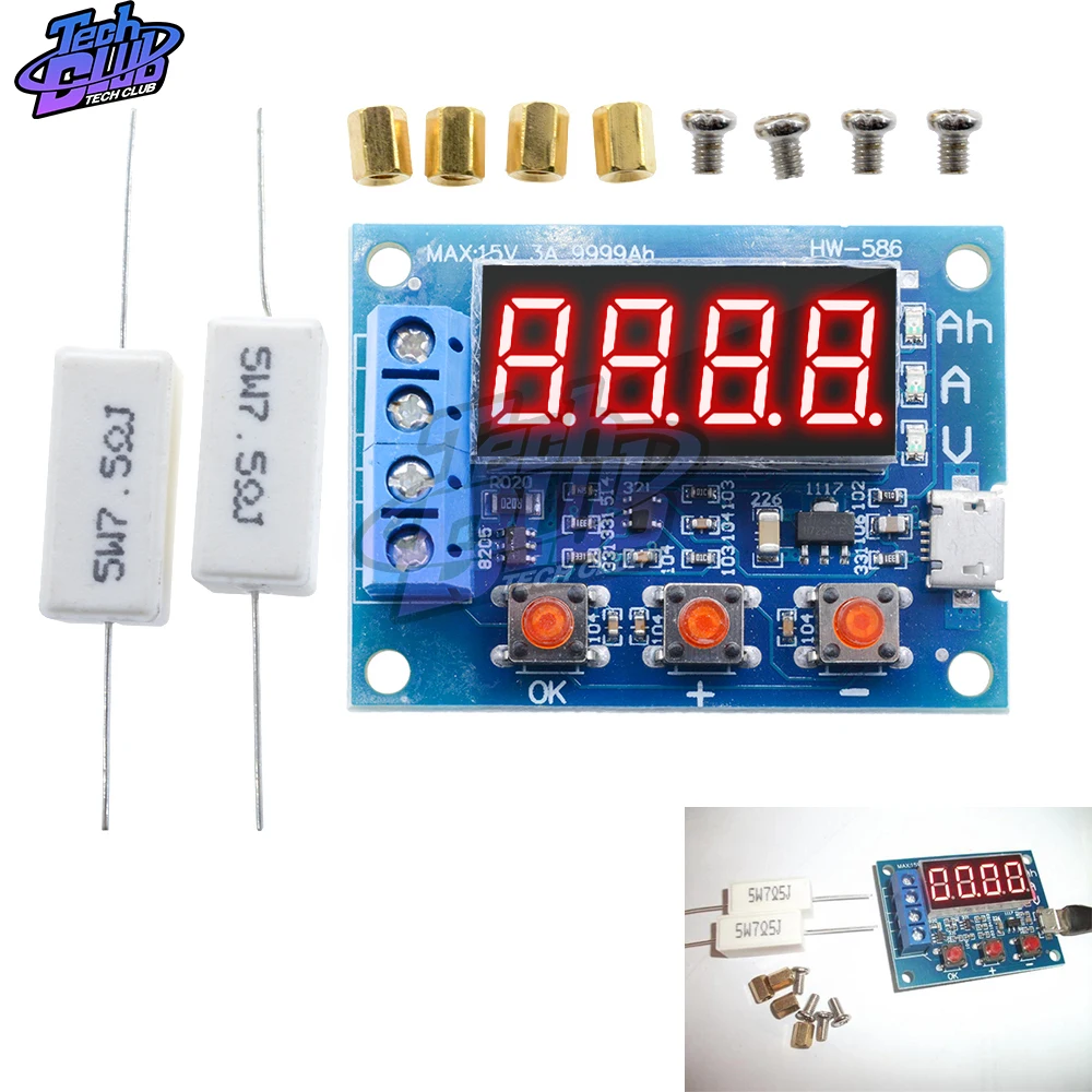 HW-586 18650 Lead-acid Battery Discharge Tester 1.2V 12V Lithium Capacity Resistance | Инструменты